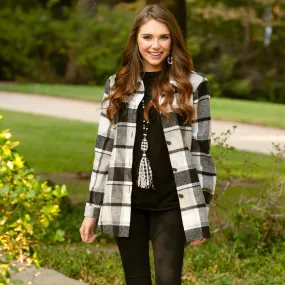 10631 - Plaid Shacket with Pockets - Grey