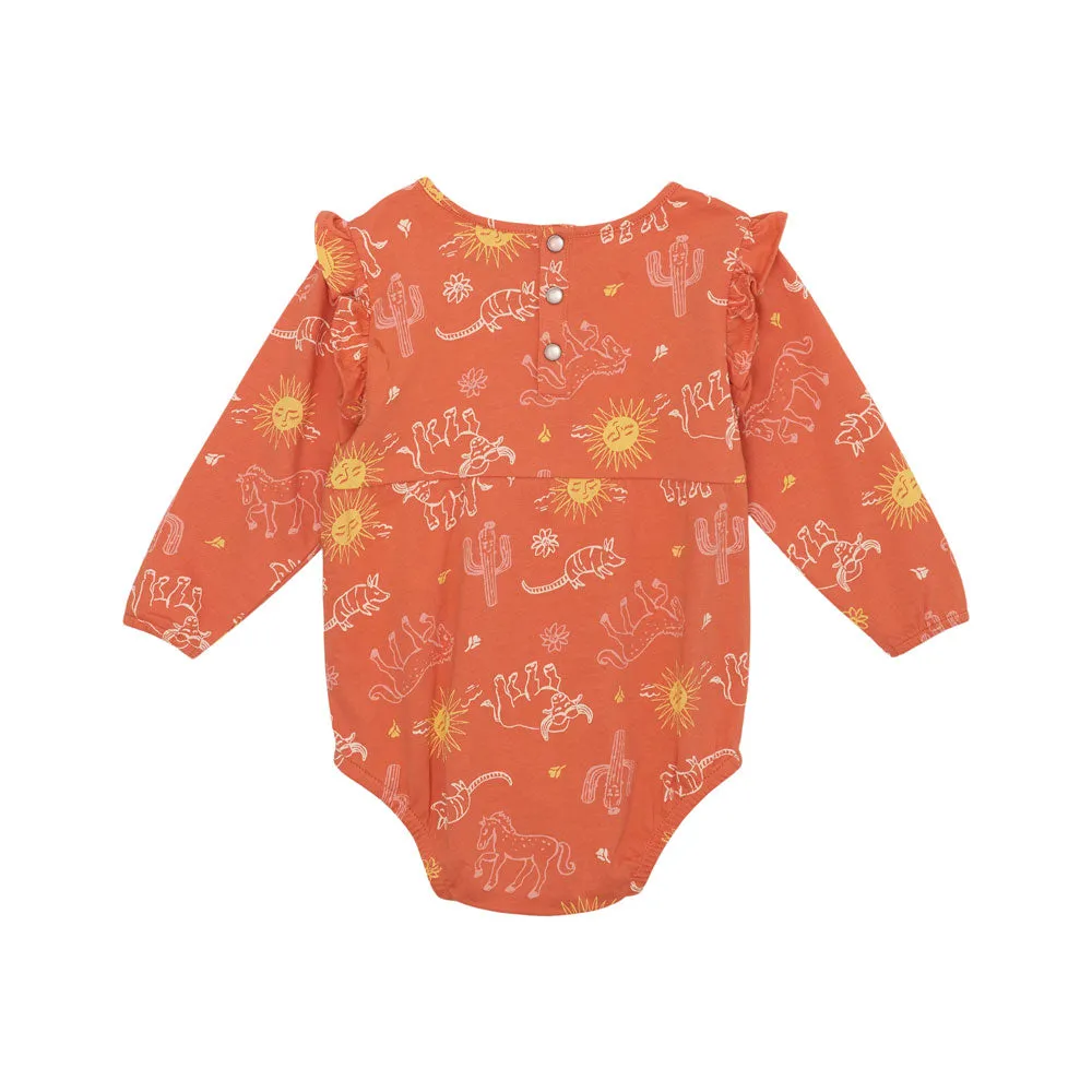 112359423 Wrangler Baby Girl Long Sleeve Bodysuit - Coral