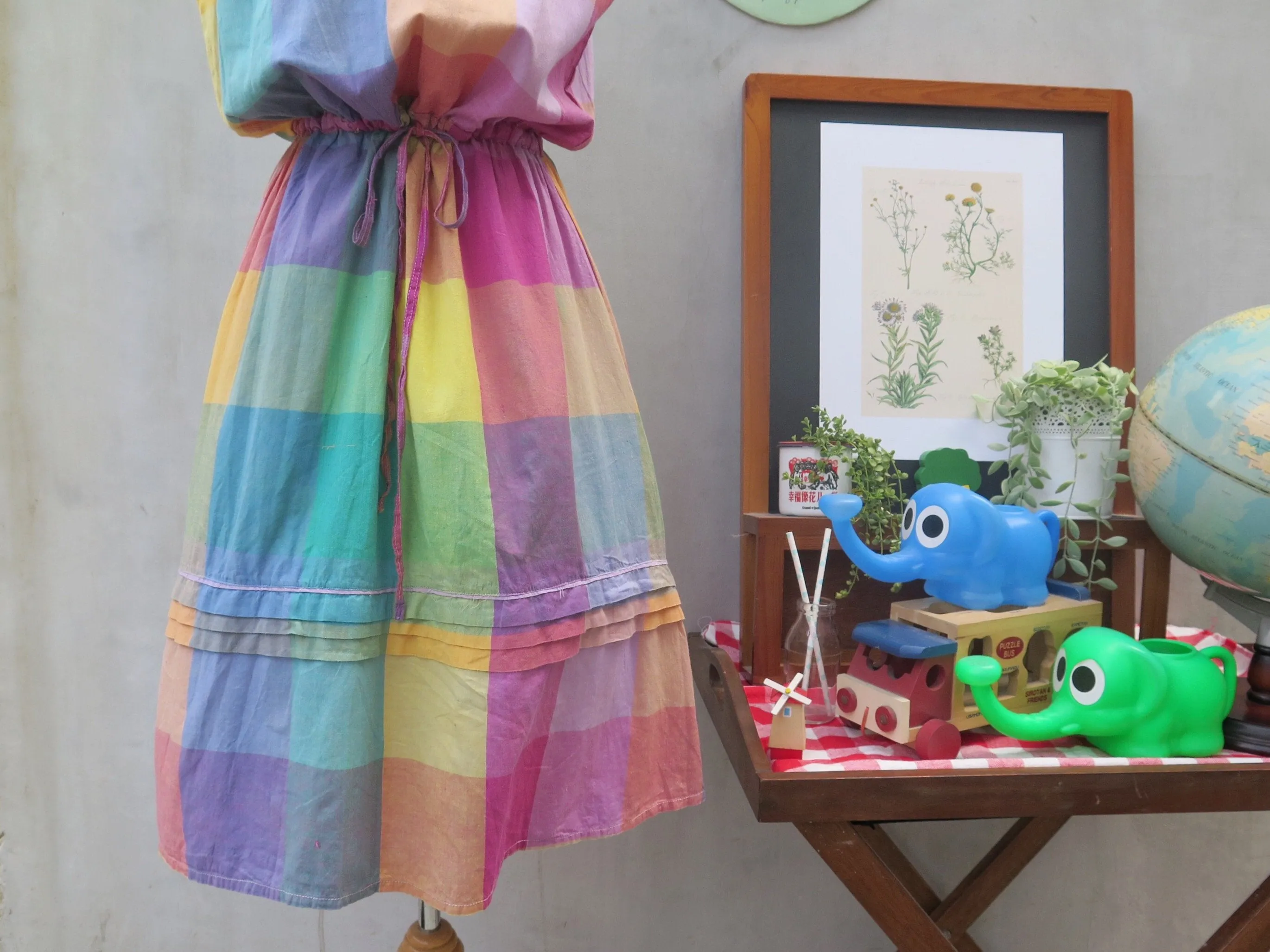 3 cheers! | Vintage 1980s Rainbow plaid sleeveless Summer dress