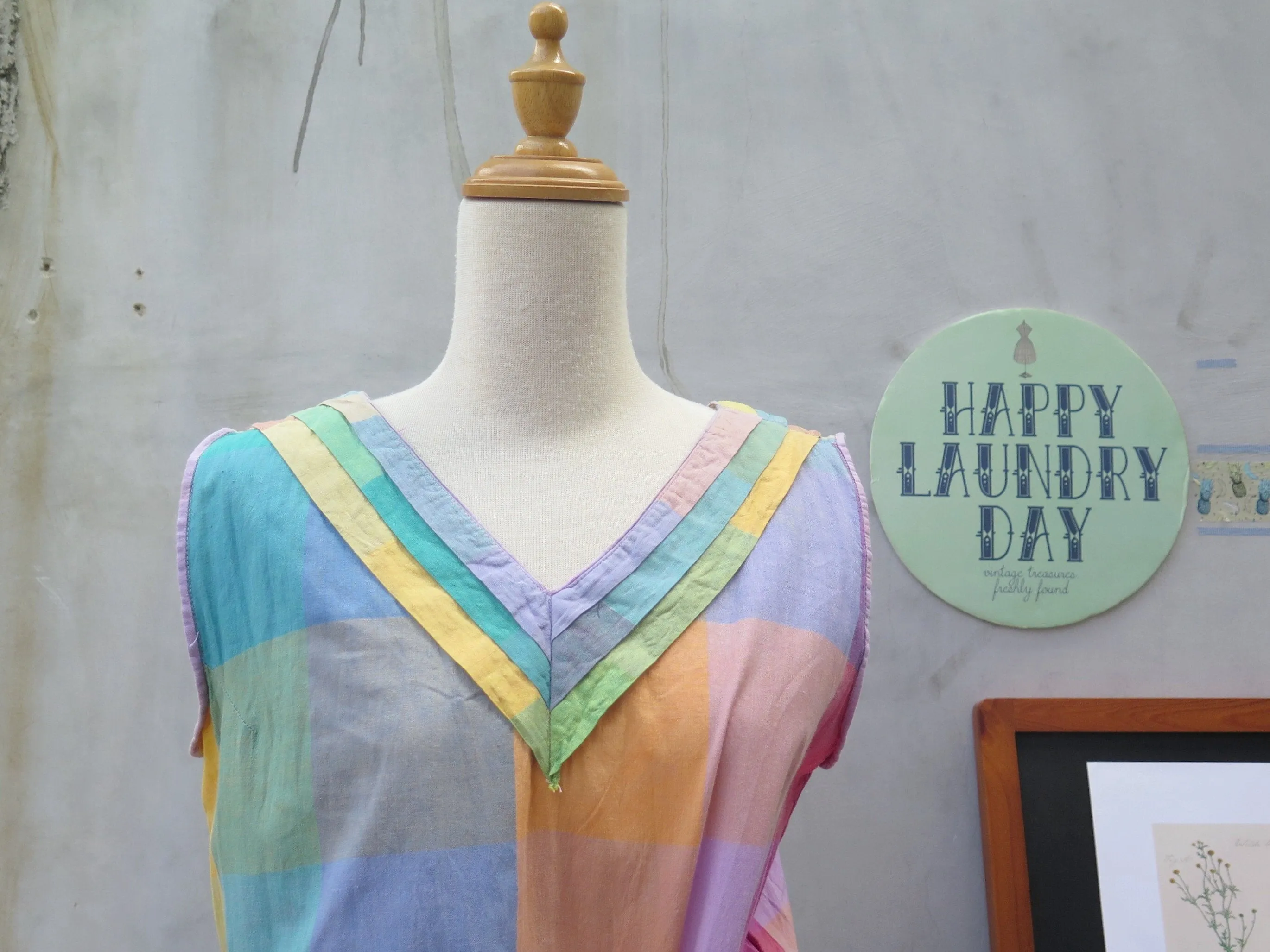3 cheers! | Vintage 1980s Rainbow plaid sleeveless Summer dress