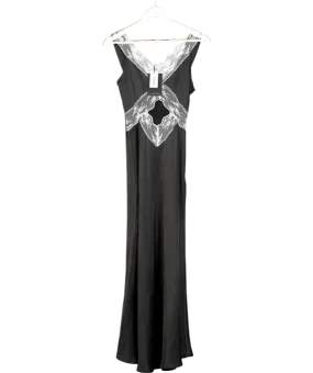 4th & Reckless Black Satin Lace Kelsey Dress UK 6