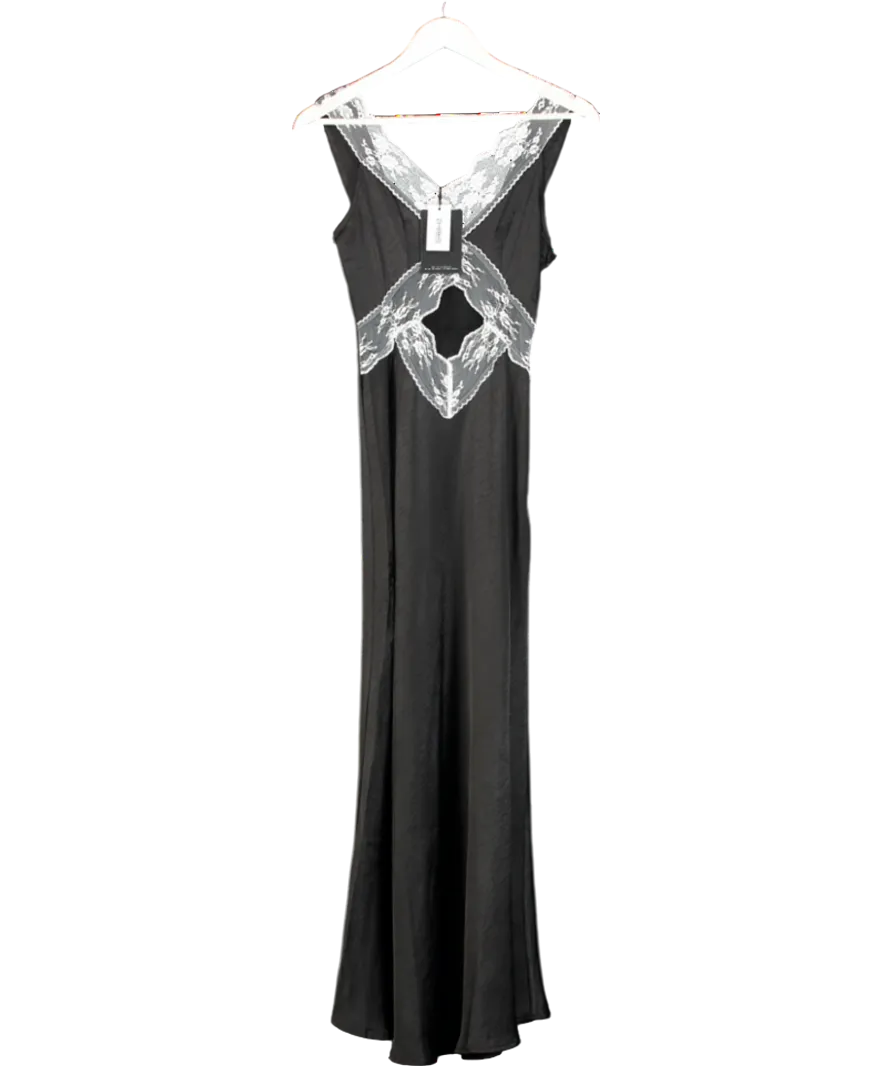 4th & Reckless Black Satin Lace Kelsey Dress UK 6