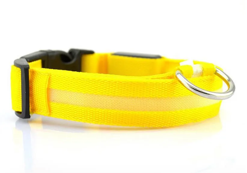 Adjustable Pet Dog Flashing LED Lights Safety Nylon Night Glow Collar