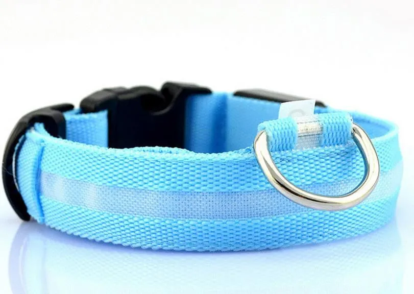 Adjustable Pet Dog Flashing LED Lights Safety Nylon Night Glow Collar