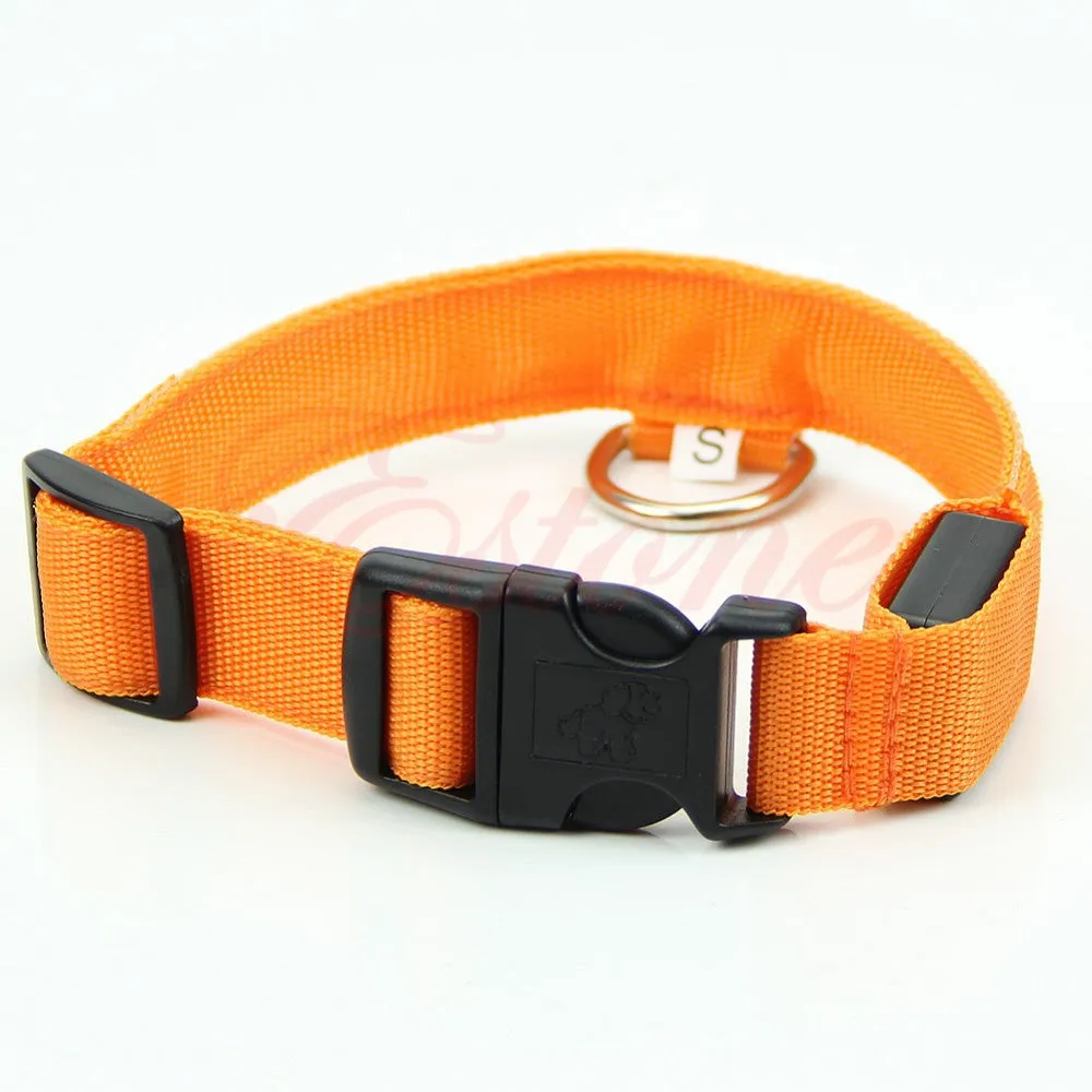 Adjustable Pet Dog Flashing LED Lights Safety Nylon Night Glow Collar