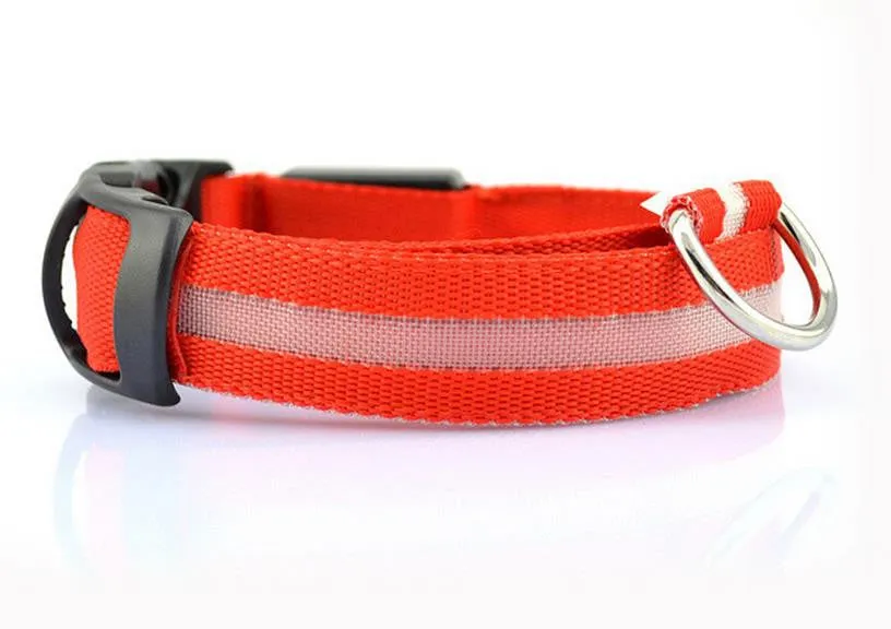 Adjustable Pet Dog Flashing LED Lights Safety Nylon Night Glow Collar