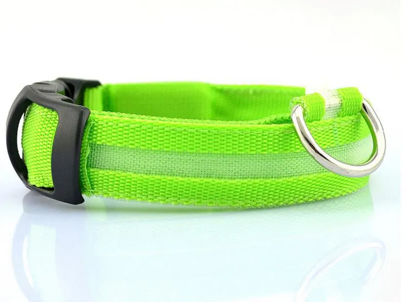 Adjustable Pet Dog Flashing LED Lights Safety Nylon Night Glow Collar