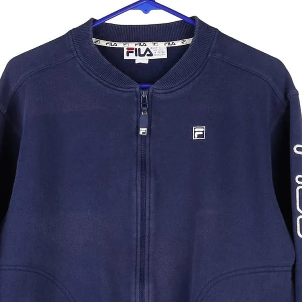 Age 11-12 Fila Spellout Track Jacket - Large Navy Cotton Blend
