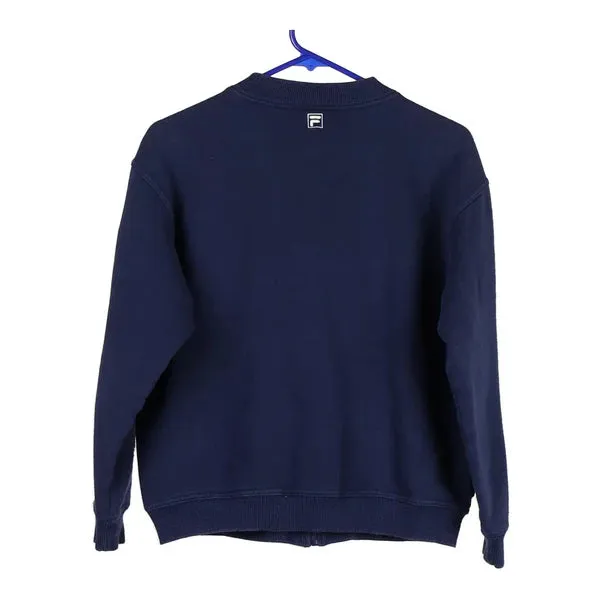 Age 11-12 Fila Spellout Track Jacket - Large Navy Cotton Blend
