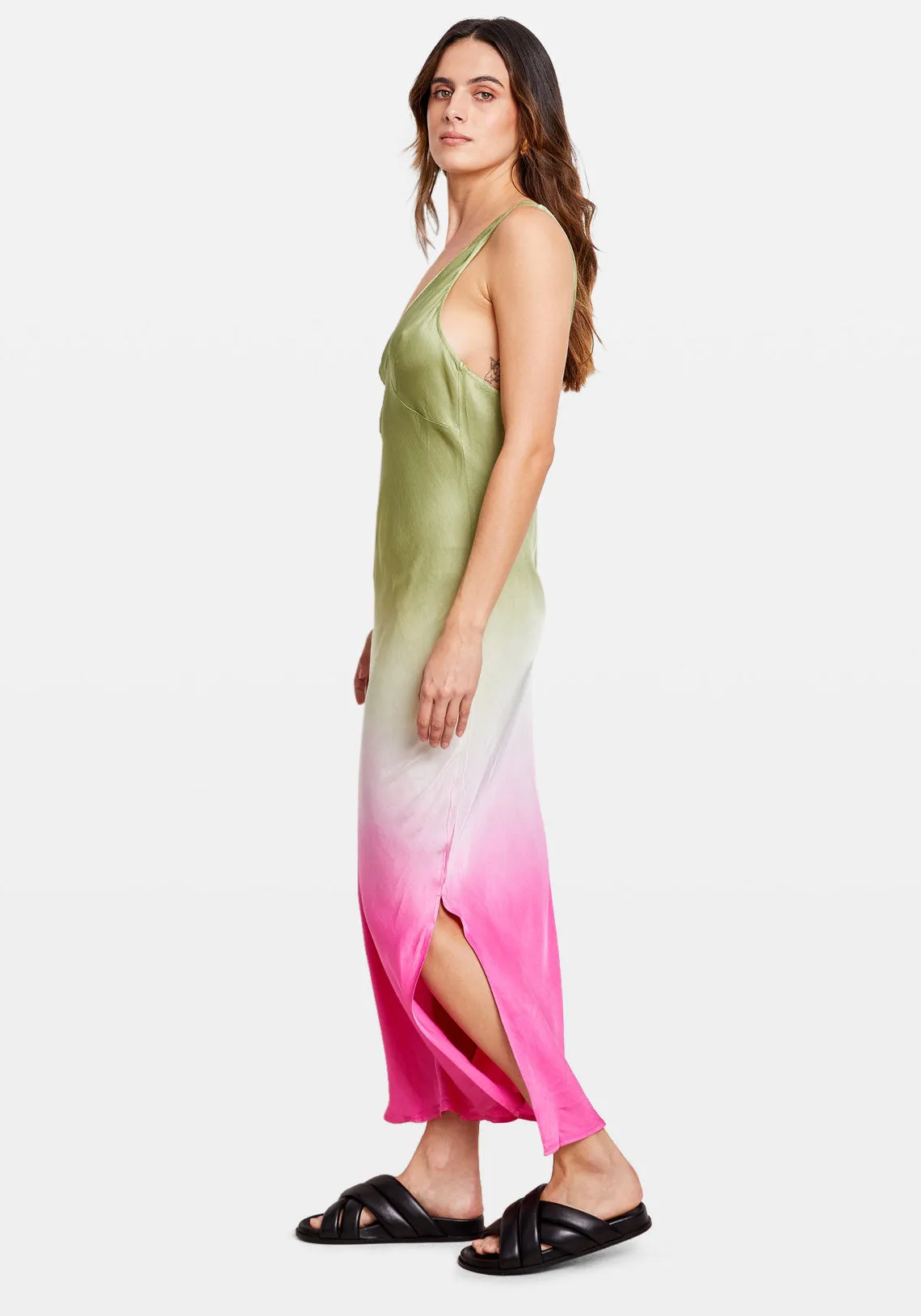 ALESSI DRESS OLIVE/HOT PINK OMBRE