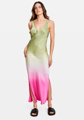 ALESSI DRESS OLIVE/HOT PINK OMBRE