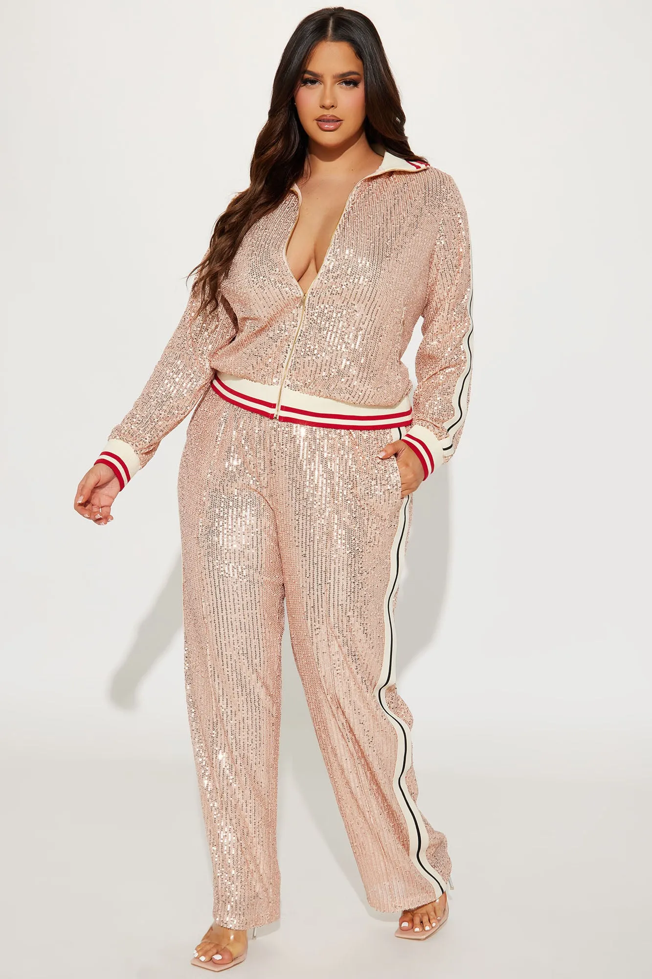 Always In Sequin Pant Set - Rose Gold