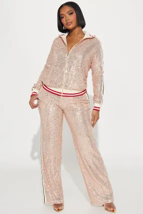 Always In Sequin Pant Set - Rose Gold
