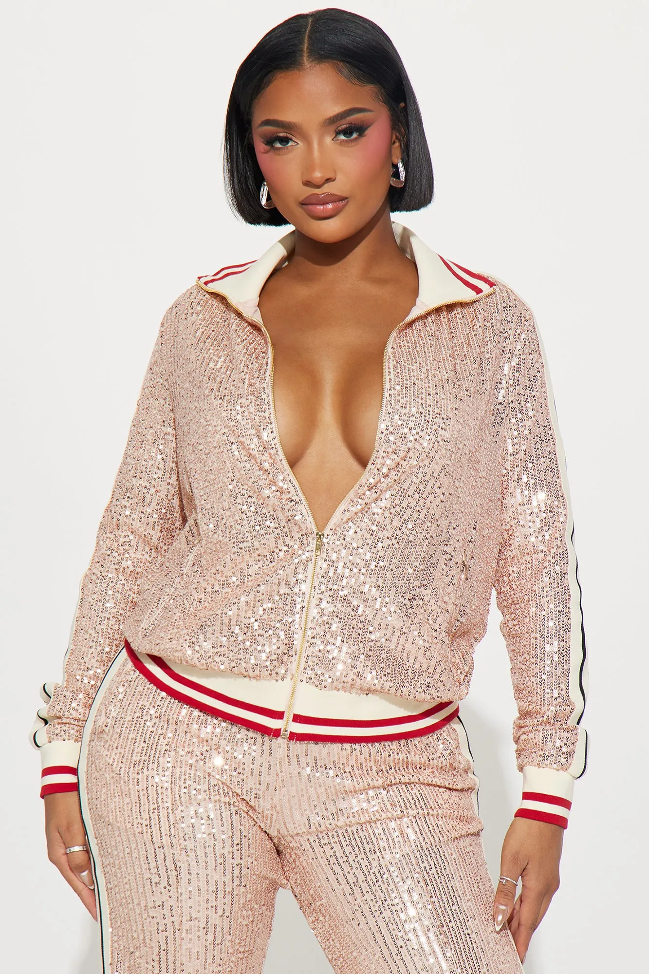 Always In Sequin Pant Set - Rose Gold