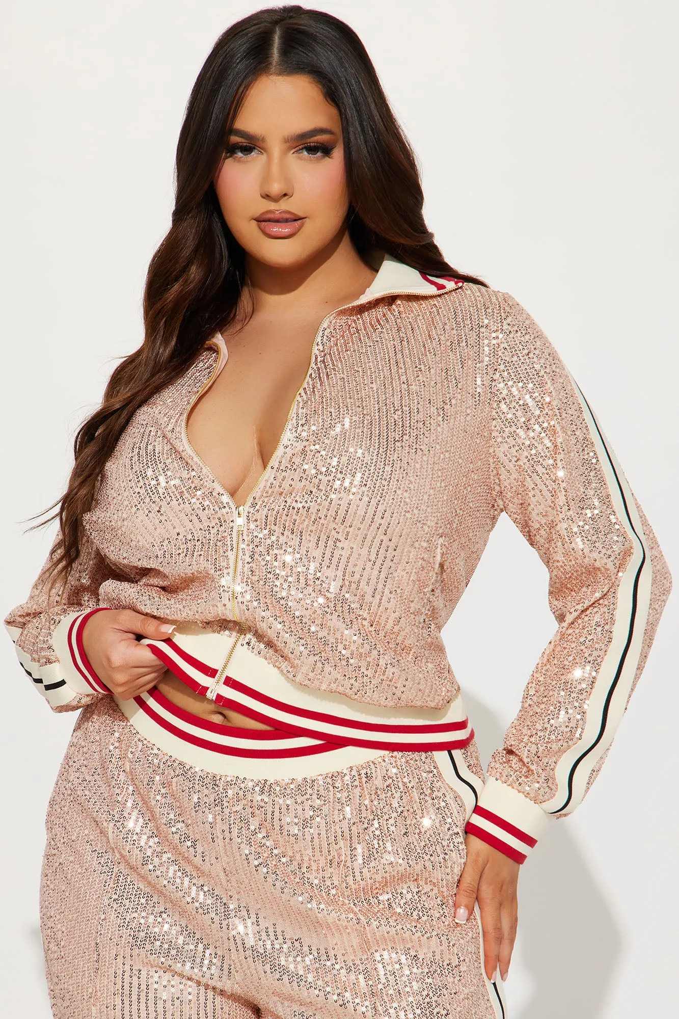Always In Sequin Pant Set - Rose Gold