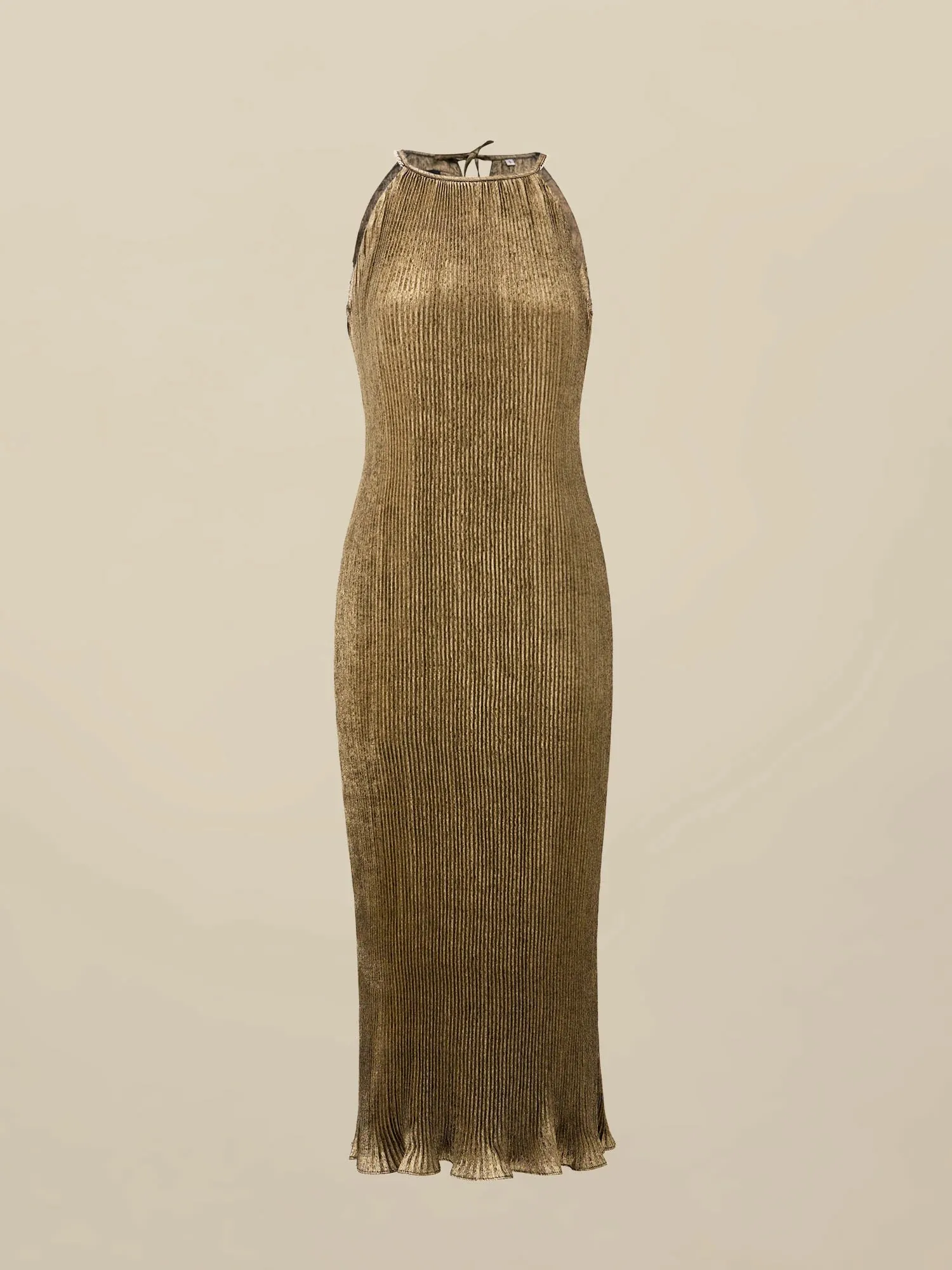 Amoretu Satin Pleated Slip Dress