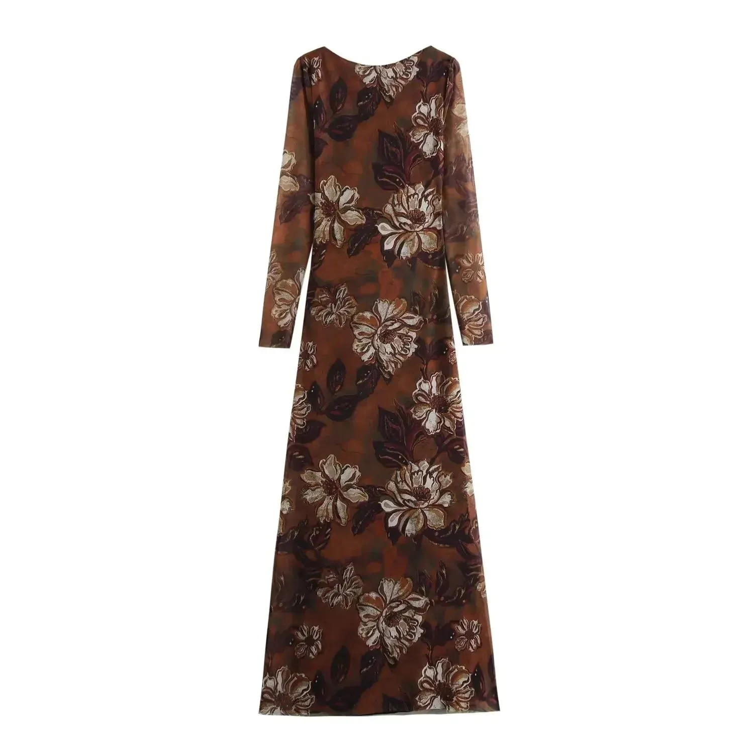 Anais Vintage Flower Printed Mesh Bodycon Dress