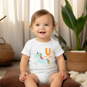 Animal Alphabet - U for Unicorn Baby Bodysuit - Unisex Graphic Bodysuit for Babies