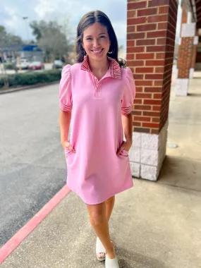 Better Believe It Pink Polo Dress with Contrasting Neck and Arm Band (R)