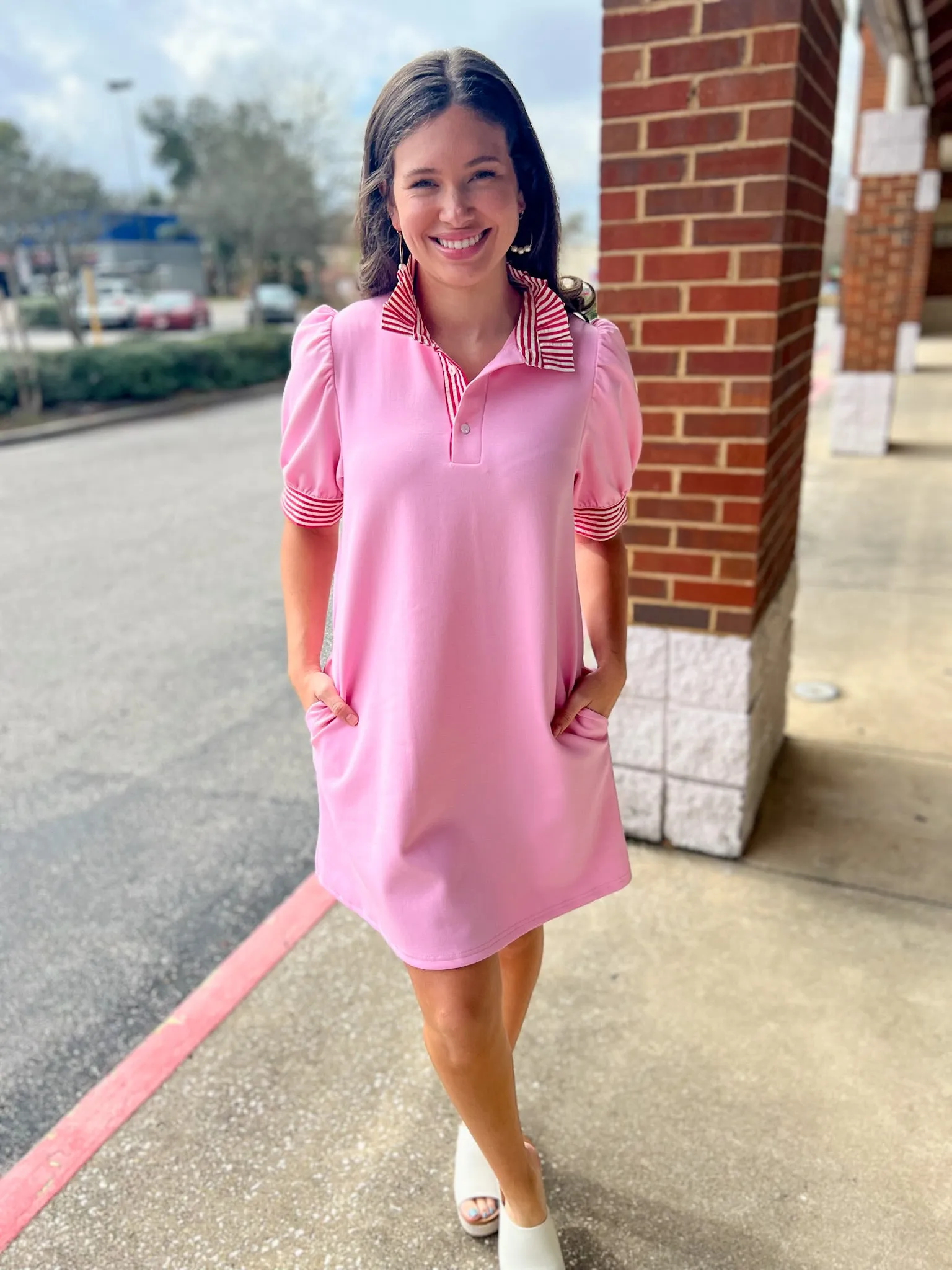 Better Believe It Pink Polo Dress with Contrasting Neck and Arm Band (R)
