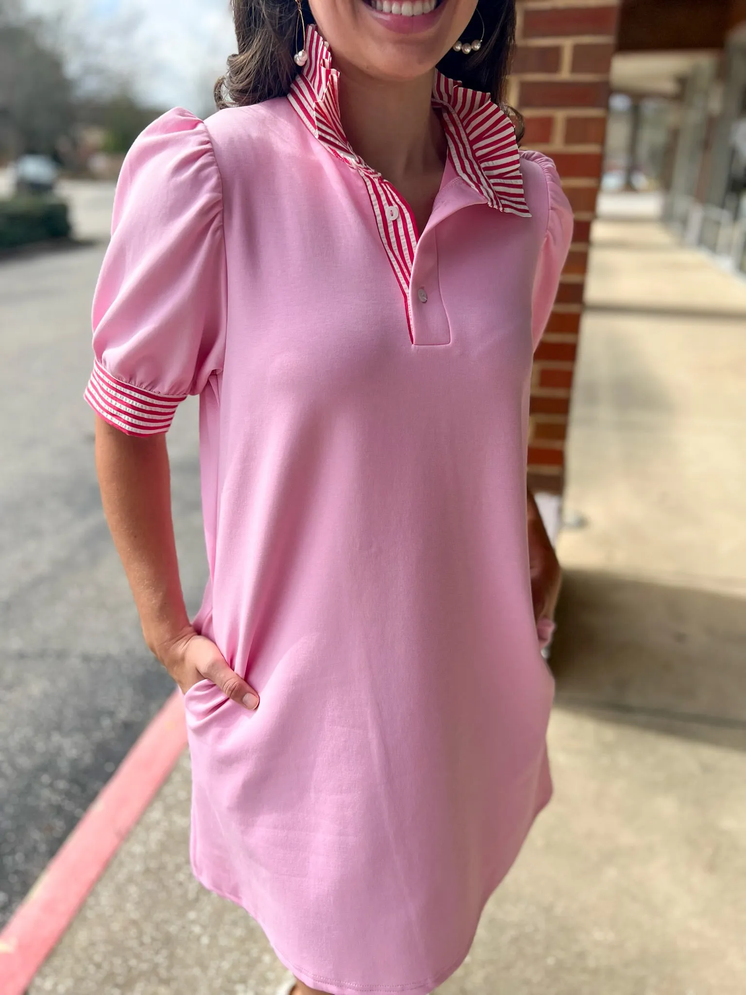 Better Believe It Pink Polo Dress with Contrasting Neck and Arm Band (R)