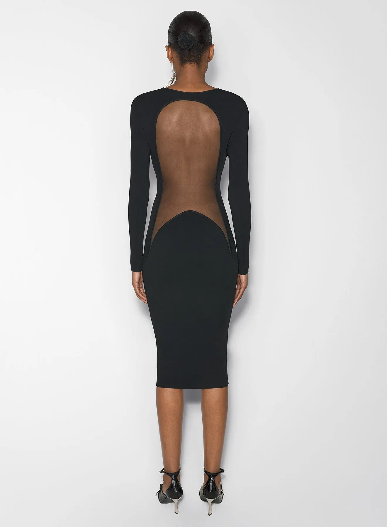 black illusion knit dress