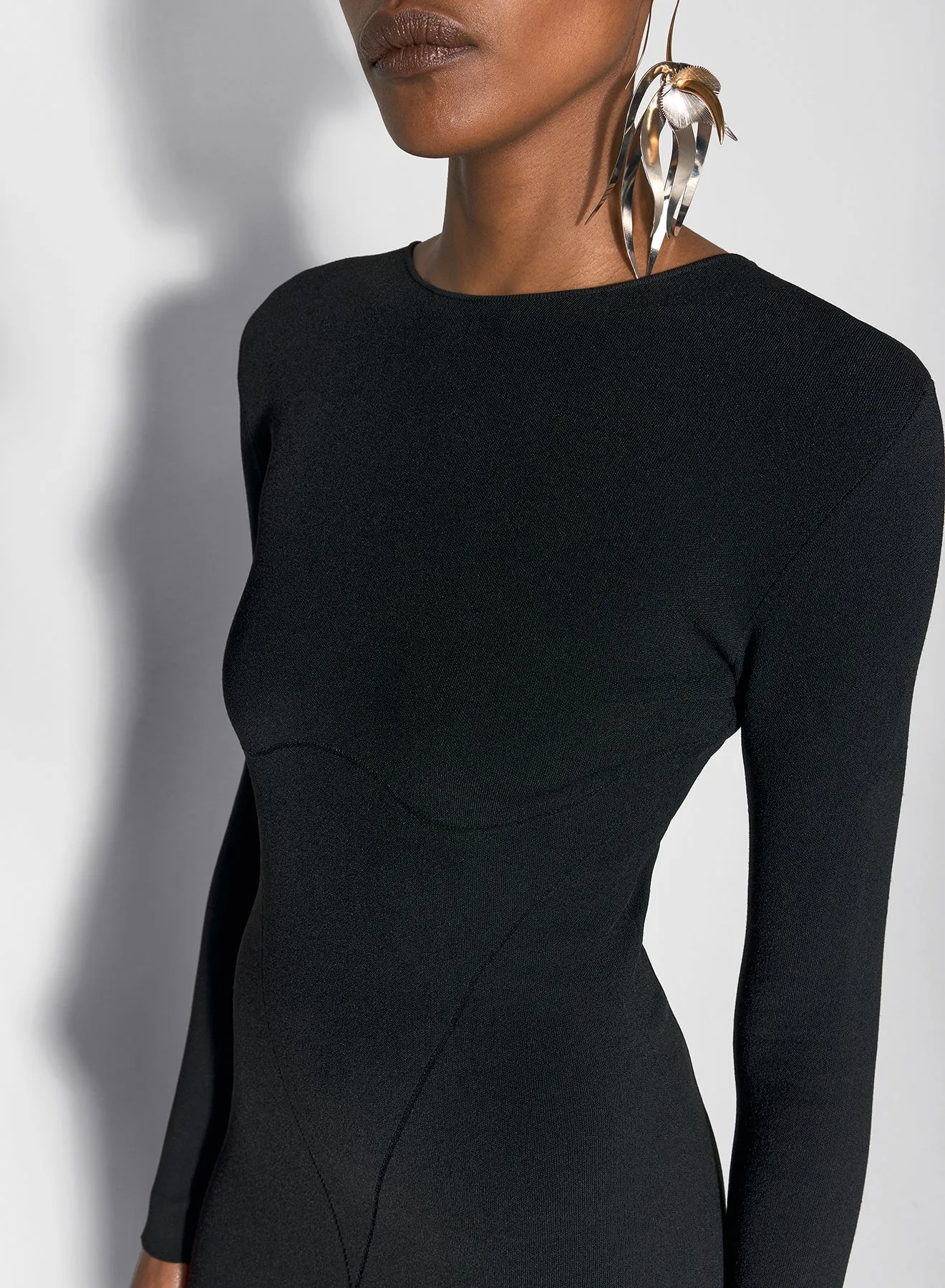 black illusion knit dress
