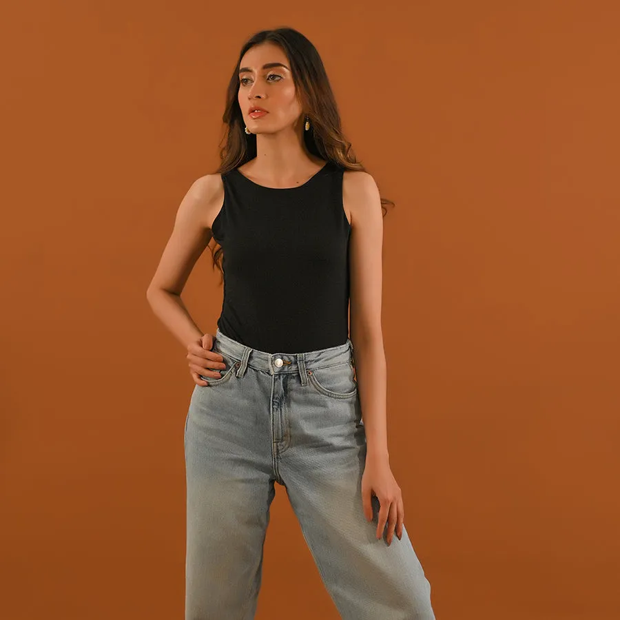 Black Sleeveless Bodysuit