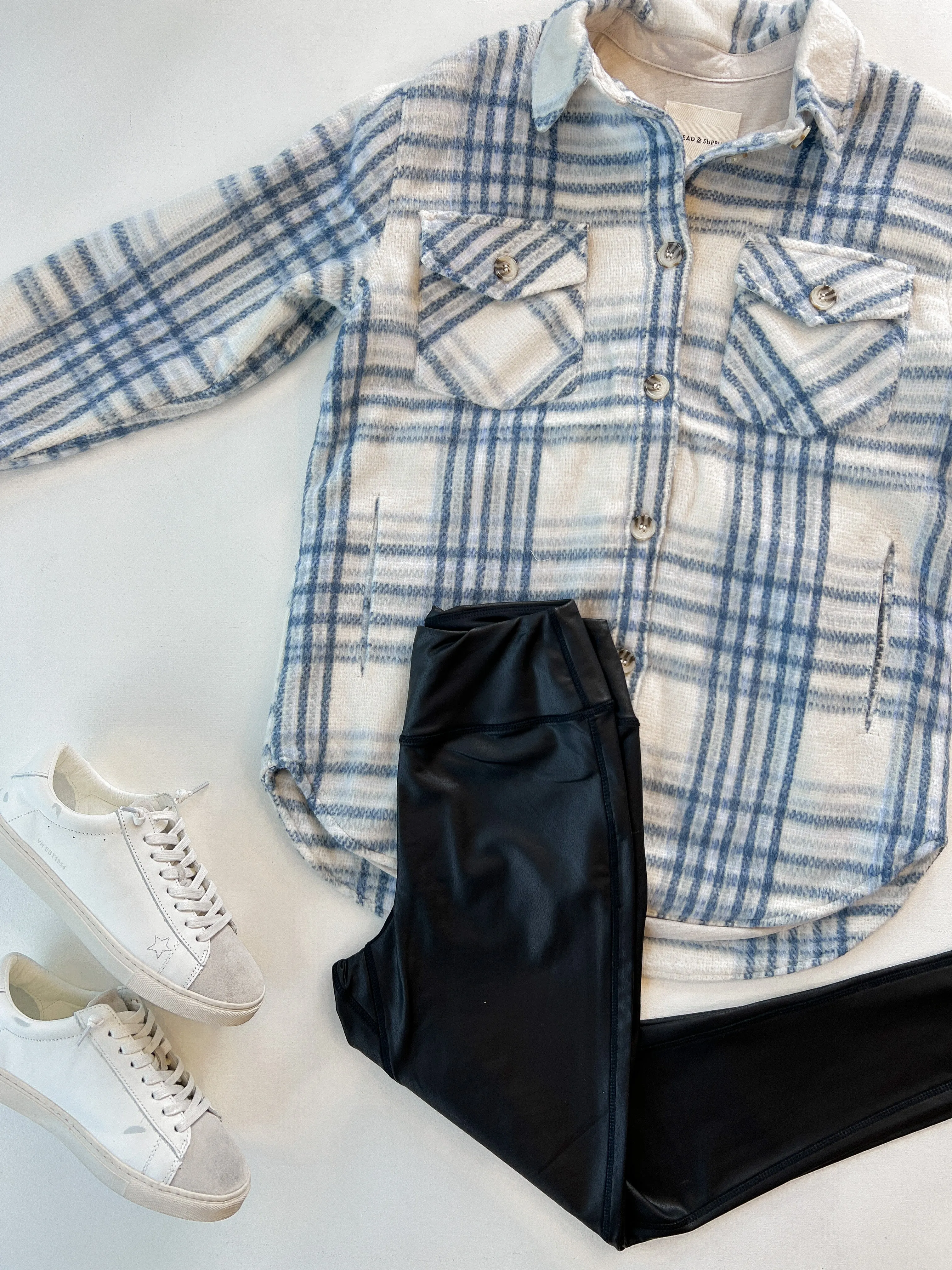 Blue/Cream Button Down Shacket