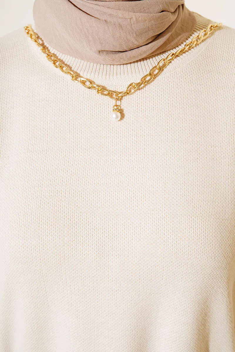 BNG Women Chain Necklace Sweater Ecru - Clermont