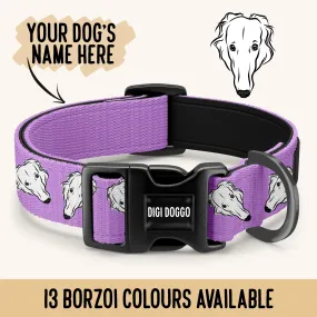 Borzoi Dog Collar/ Custom Russian Borzoi Face Pattern Dog Collar/ Sublimation Dog Collar/ Large Dog Breed Collar/ Borzoi Owner Present Idea
