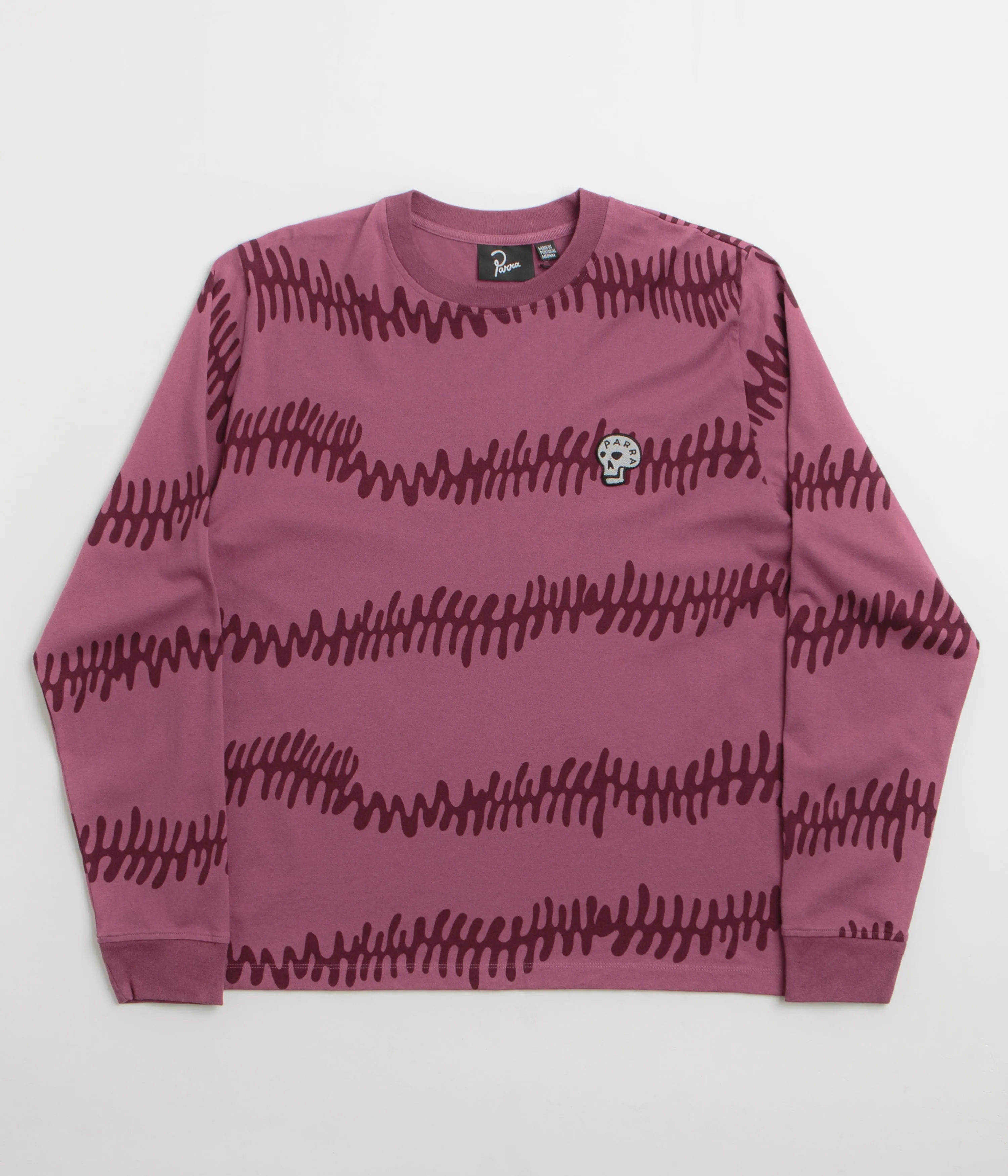 by Parra Stitched Skull Long Sleeve T-Shirt - Washed Magenta