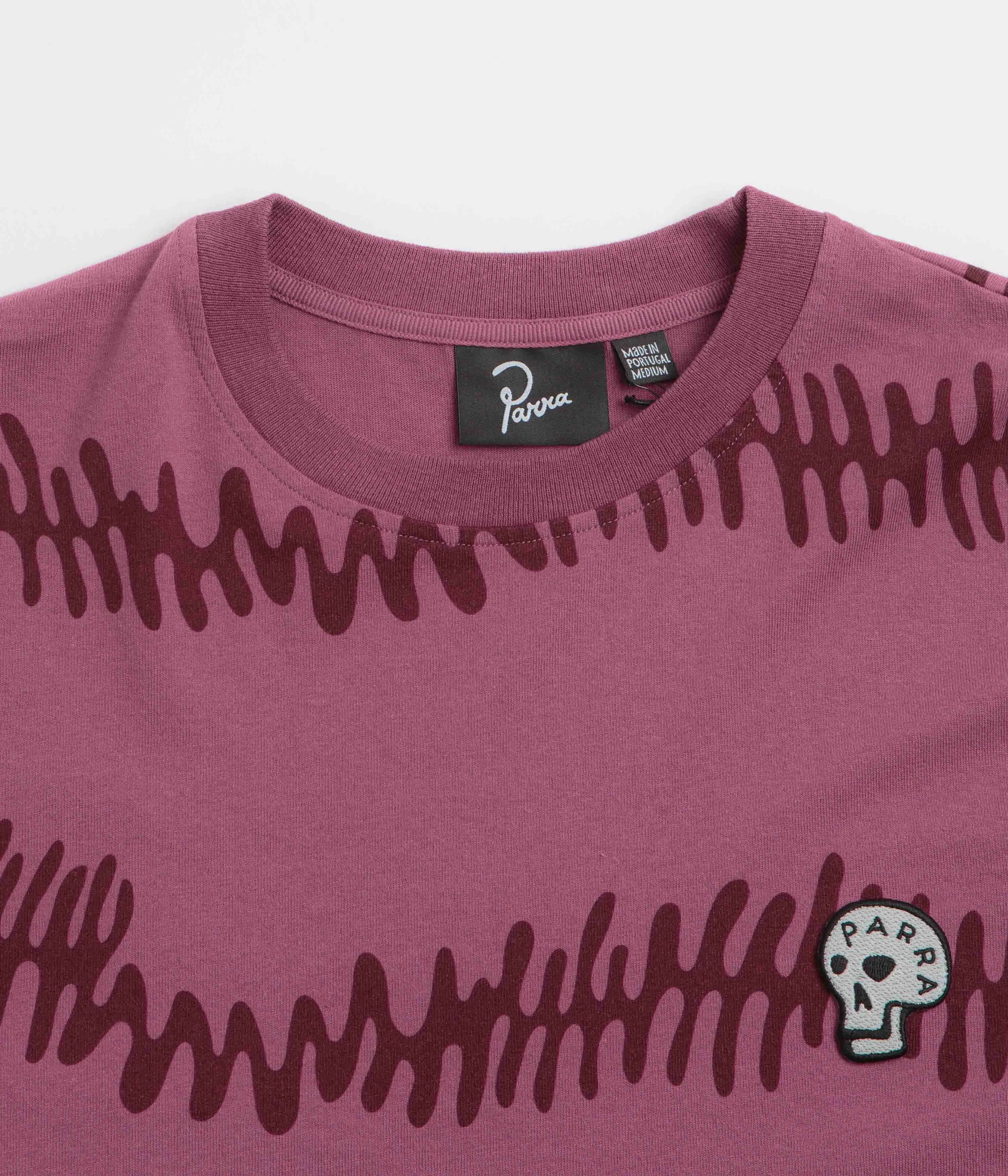 by Parra Stitched Skull Long Sleeve T-Shirt - Washed Magenta