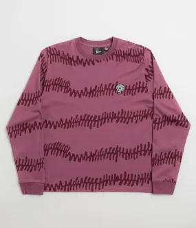 by Parra Stitched Skull Long Sleeve T-Shirt - Washed Magenta