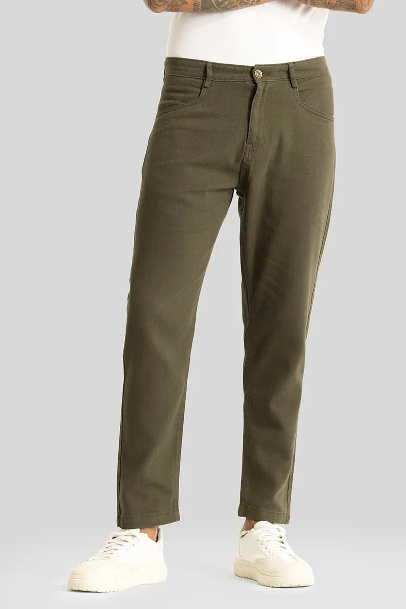 Camille Olive Plain Relaxed Fit Chinos