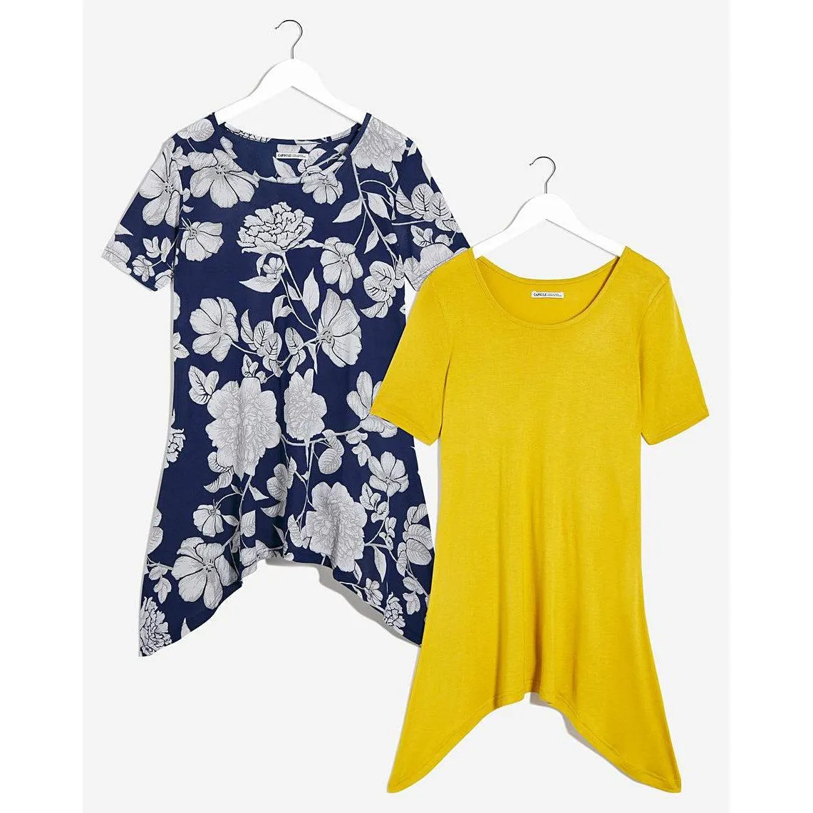 Capsule 2 Pack Short Sleeve Hanky Hem Tunics