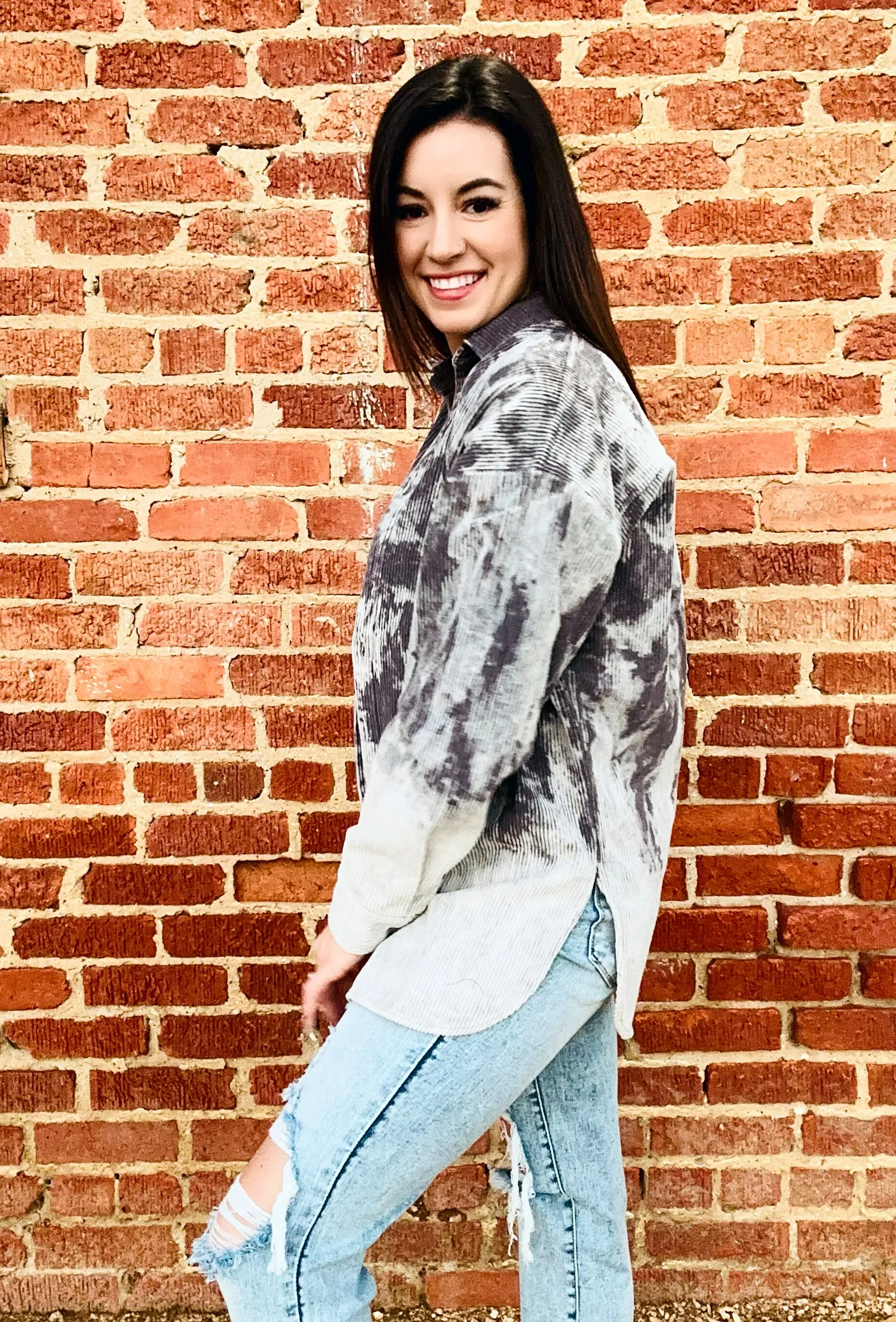Caslon Bleach Splatter Flannel Top