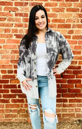 Caslon Bleach Splatter Flannel Top