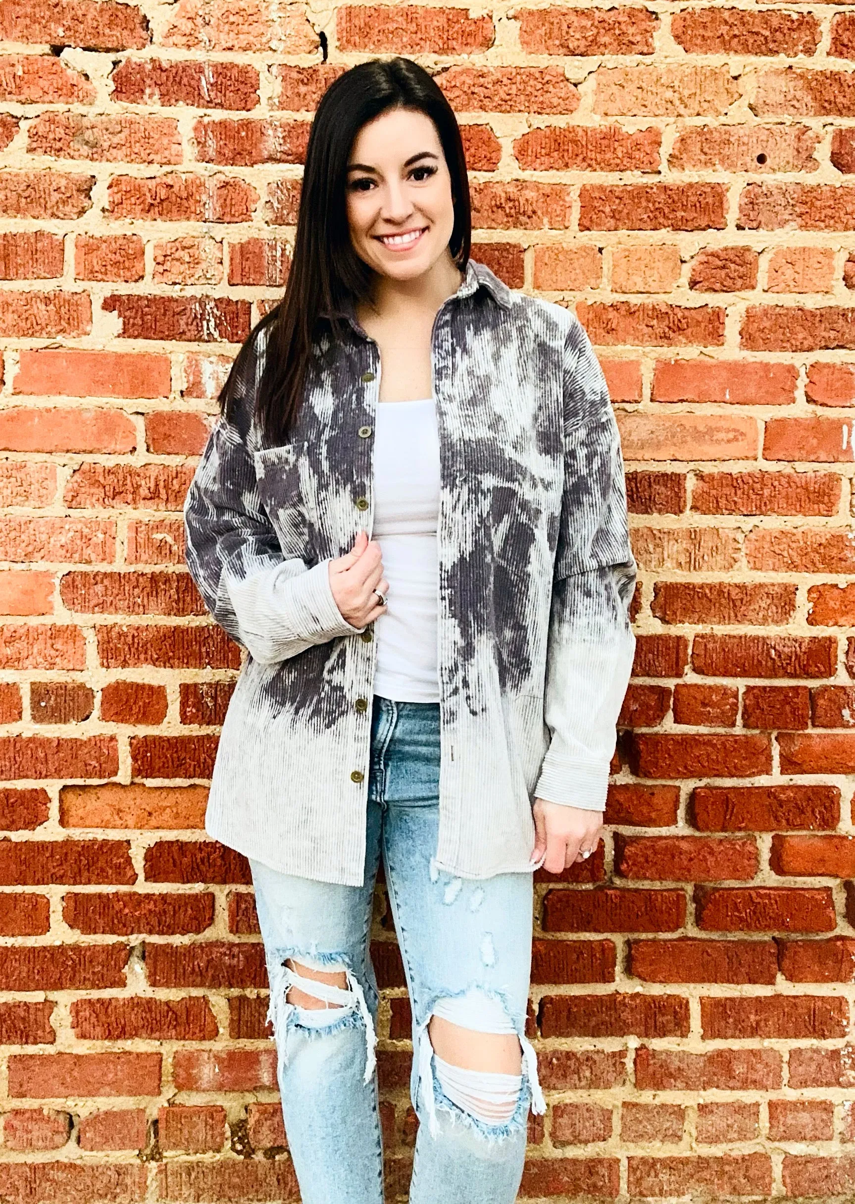 Caslon Bleach Splatter Flannel Top