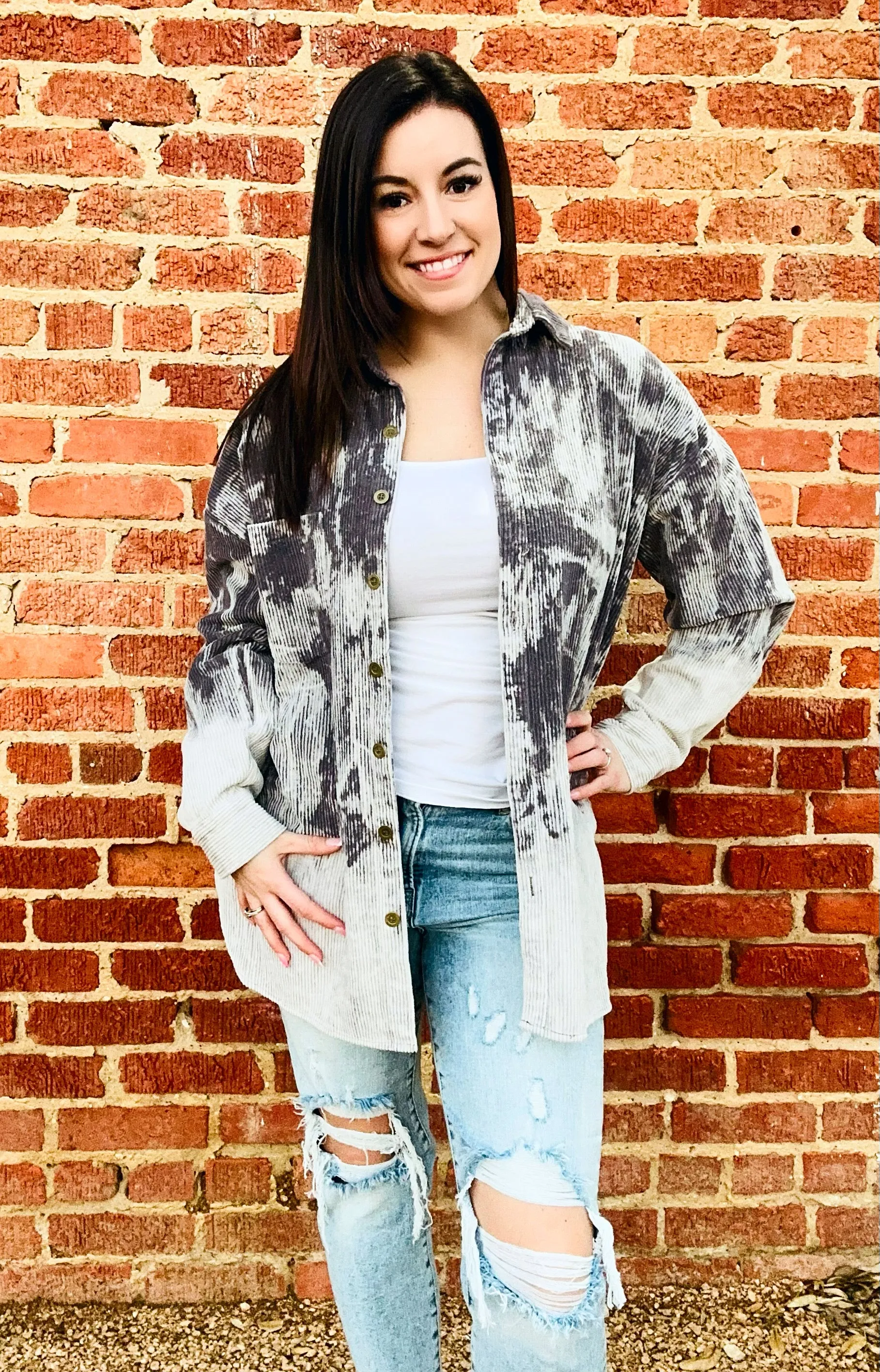 Caslon Bleach Splatter Flannel Top
