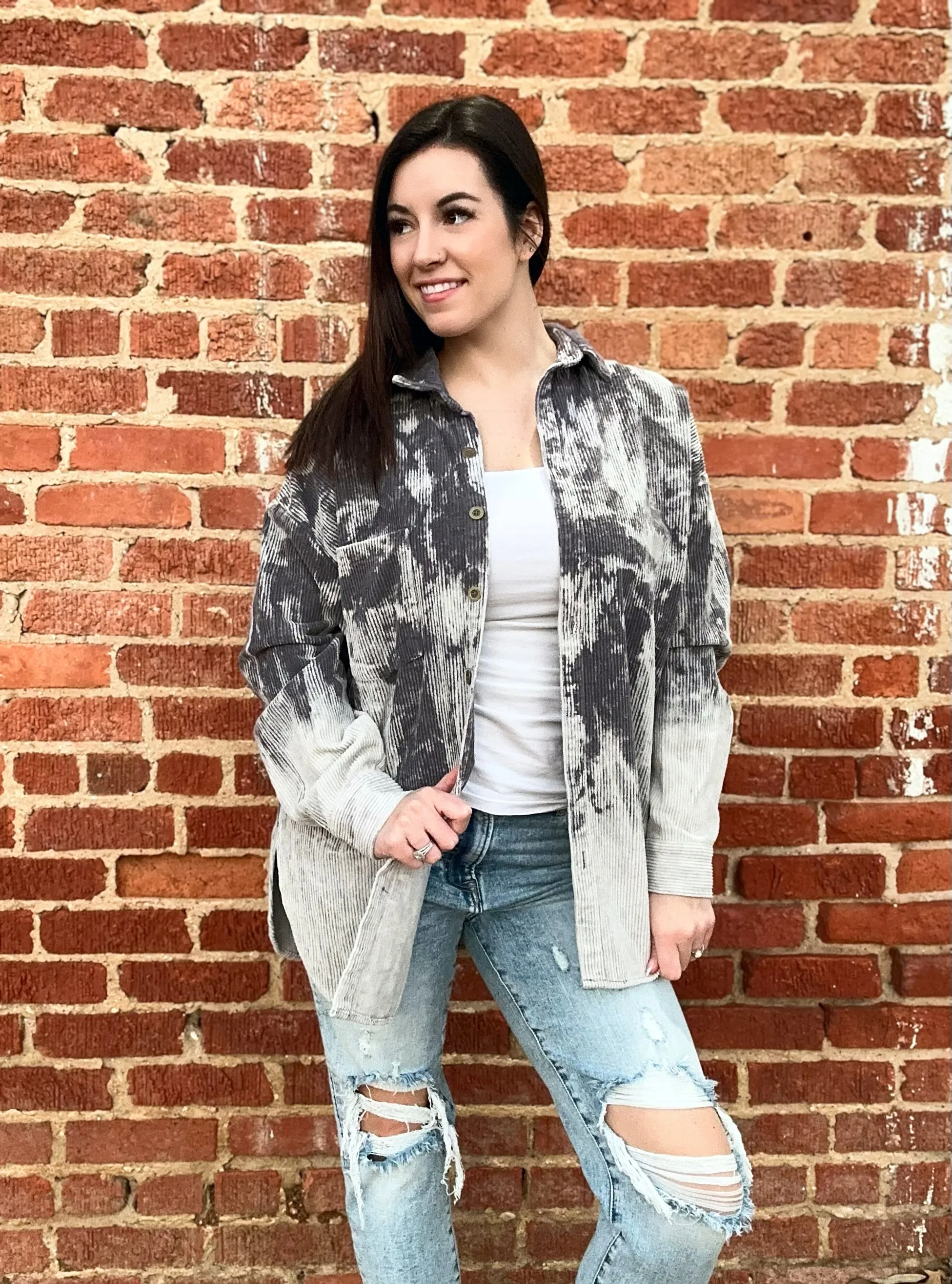 Caslon Bleach Splatter Flannel Top