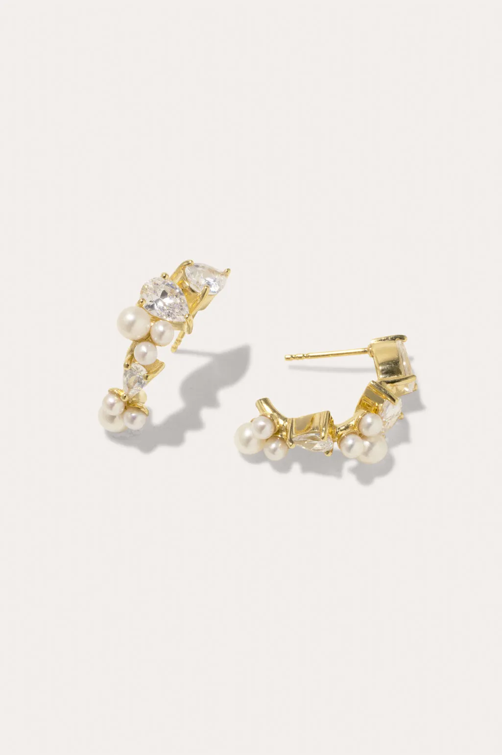 Chasing Shadows - Pearl and Zirconia Gold Vermeil Small Earrings
