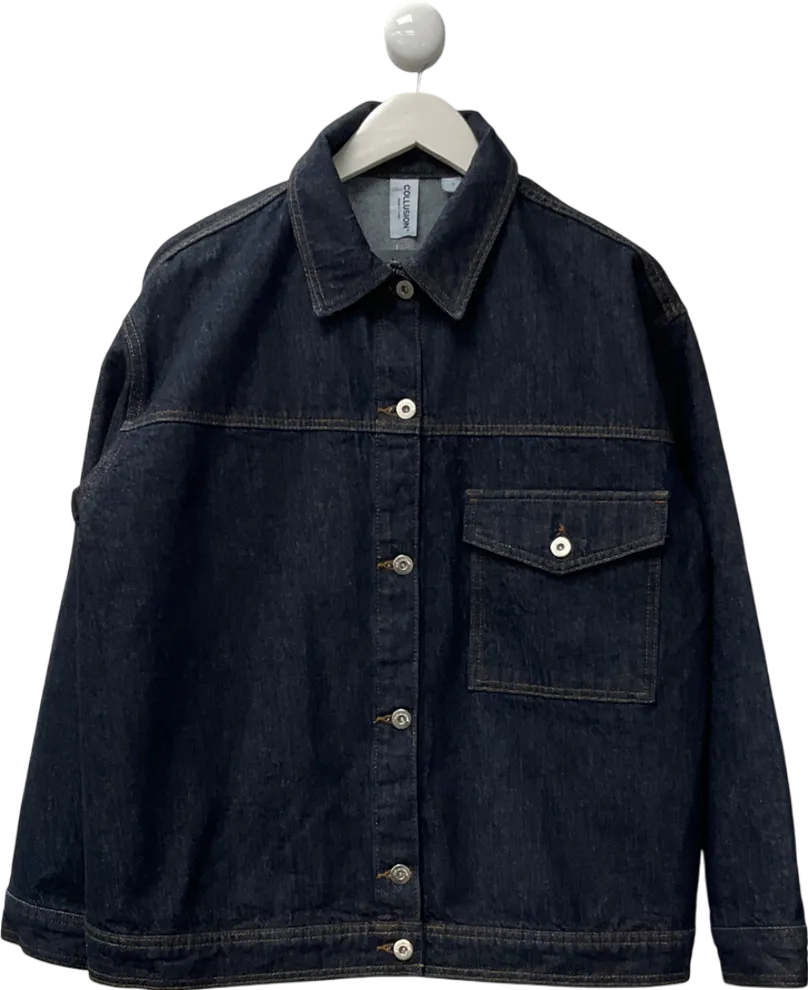 Collusion Blue Oversized Denim Shacket In Rinse Wash UK S
