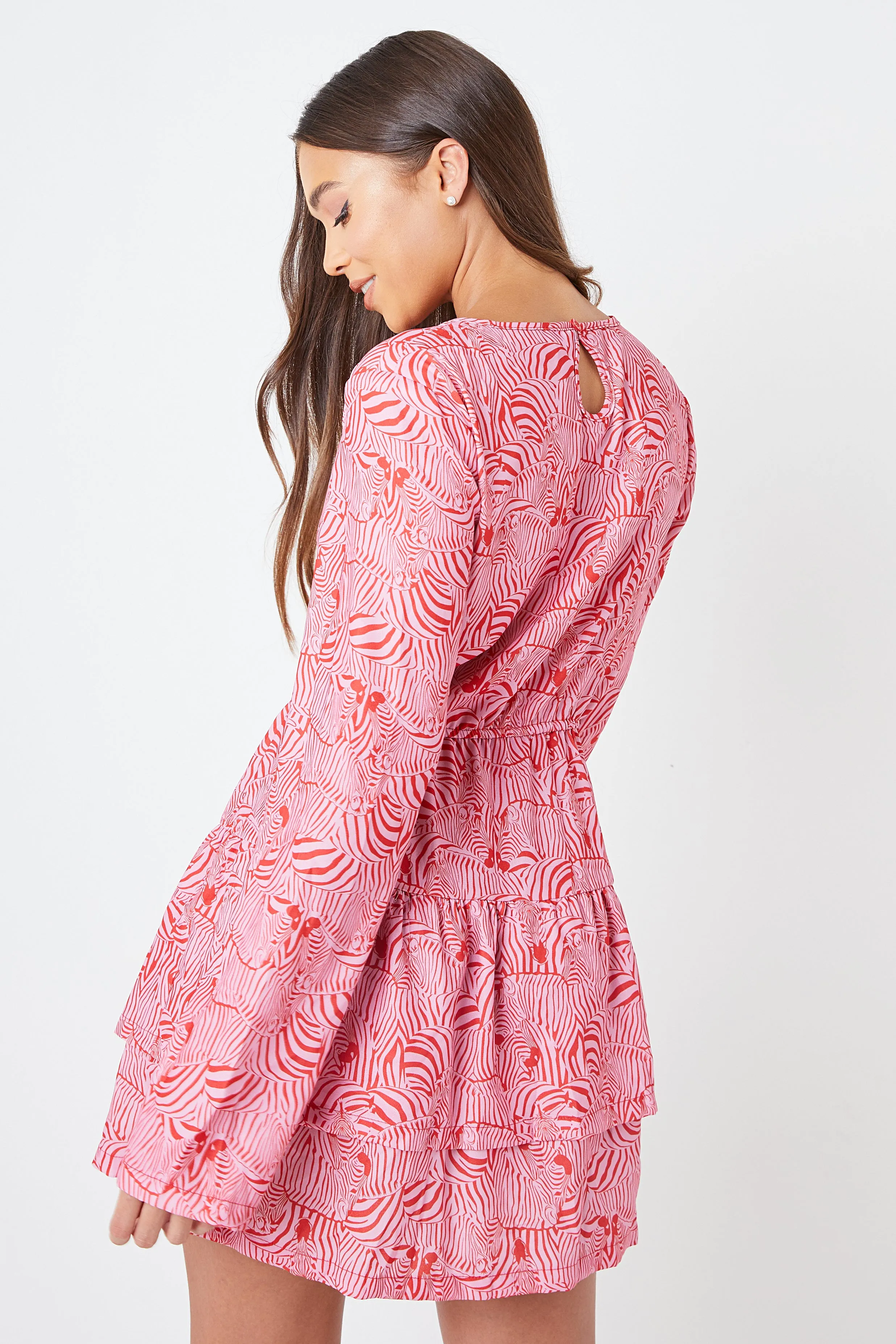 Creea Cut Out Mini Shoulder Pad Dress - Red
