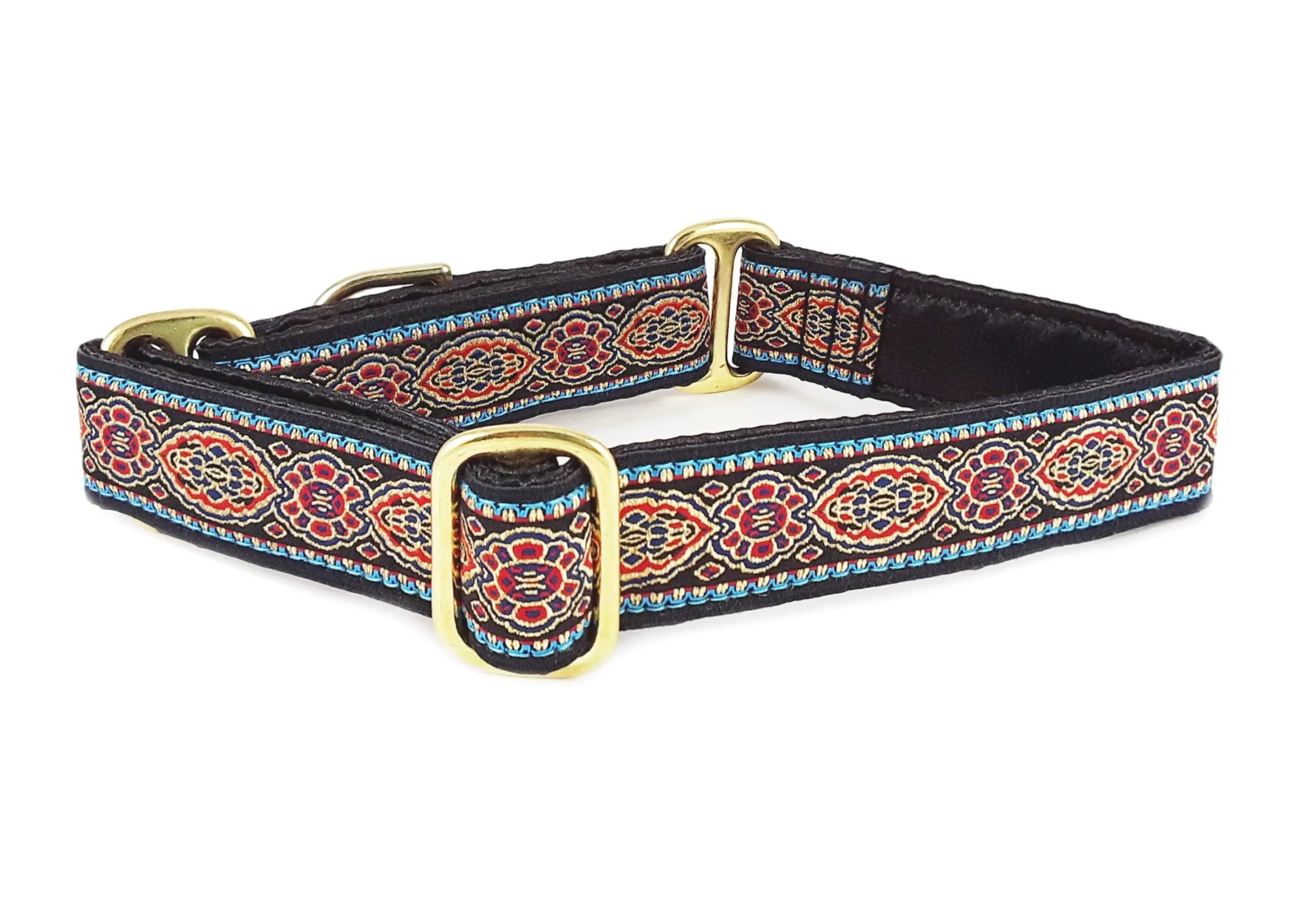 Crown Jewels in Red & Black - Martingale or Buckle Dog Collar - 1" Width