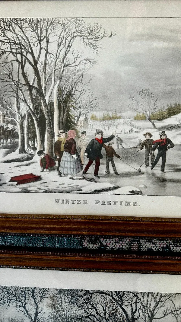 Currier and Ives Prints - 2 available, Frozen up or Winter Pastime