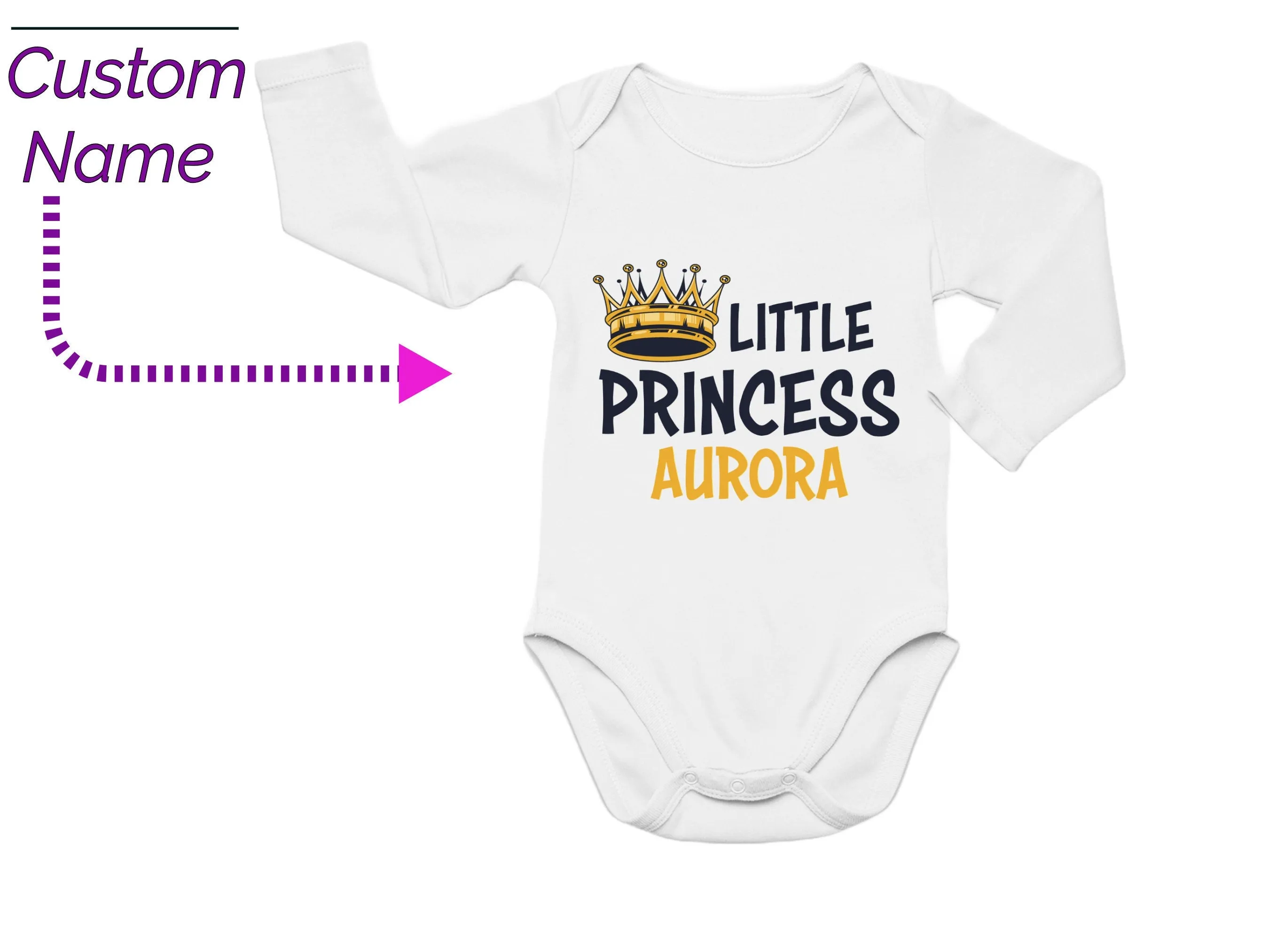 Custom Baby Name Birthday Girl Bodysuits Gift Little Princess