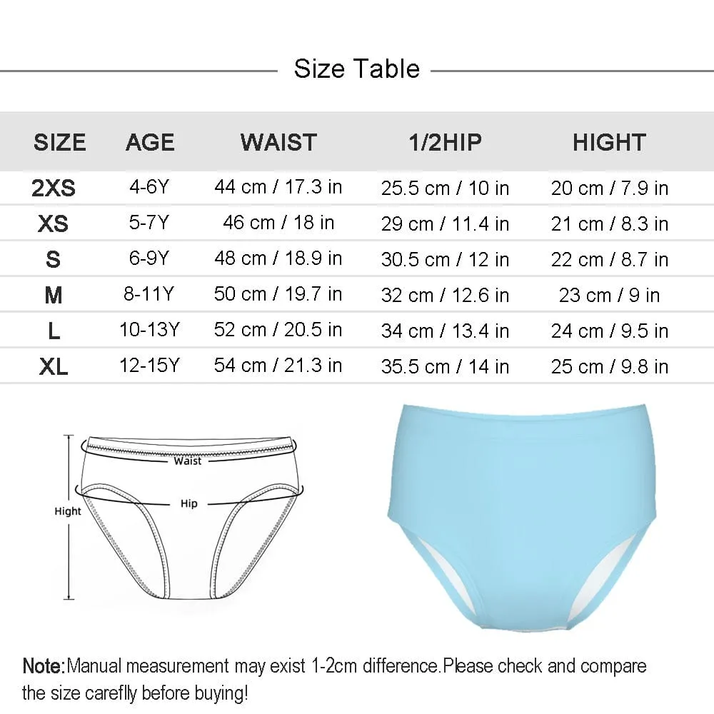 Custom Face Rainbow Dinosaur Girl's Underwear Cotton Brief Panties