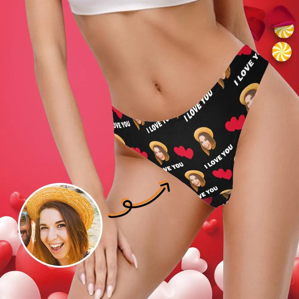 Custom Underwear with Face Personalized Love Heart Panties Women's Lingerie Classic Thongs Valentine Gift for Her
