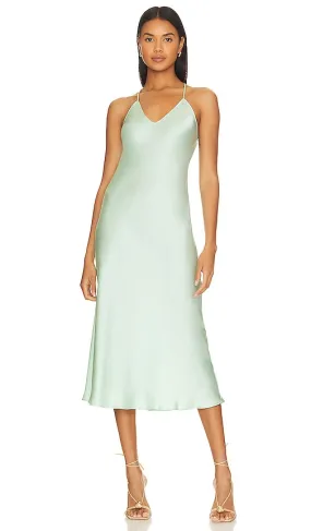 DANNIJO Cross Strap Midi Slip Dress in Mint
